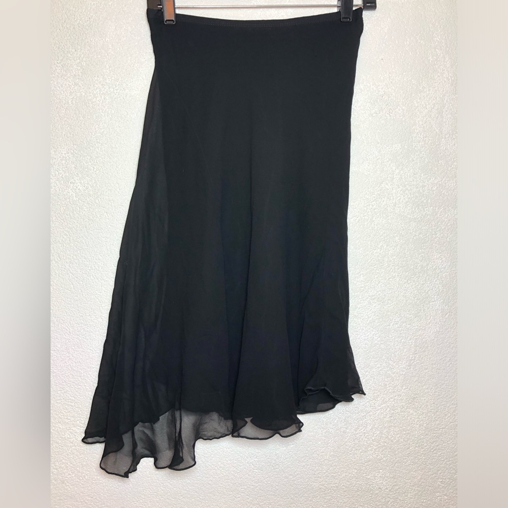 Jaloux/zalu Classic Black Asymmetrical Midi Skirt